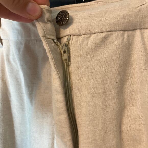 Cathy Daniels Linen Blend Beige Cream Capri High Rise Cropped Ankle Pants - Picture 6 of 11